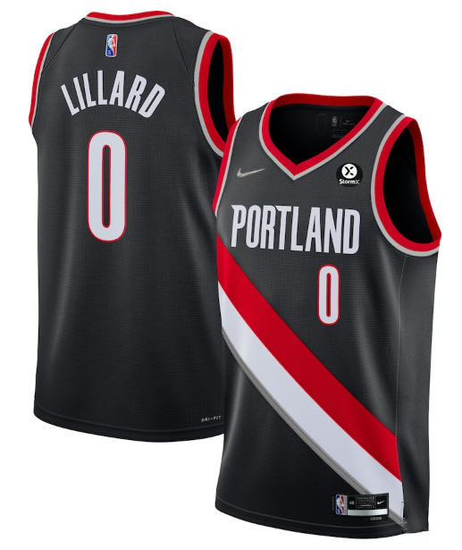 Men's Portland Trail Blazers #0 Damian Lillard Black 2021/22 Icon Edition 75th Anniversary Stitched Basketball Jersey